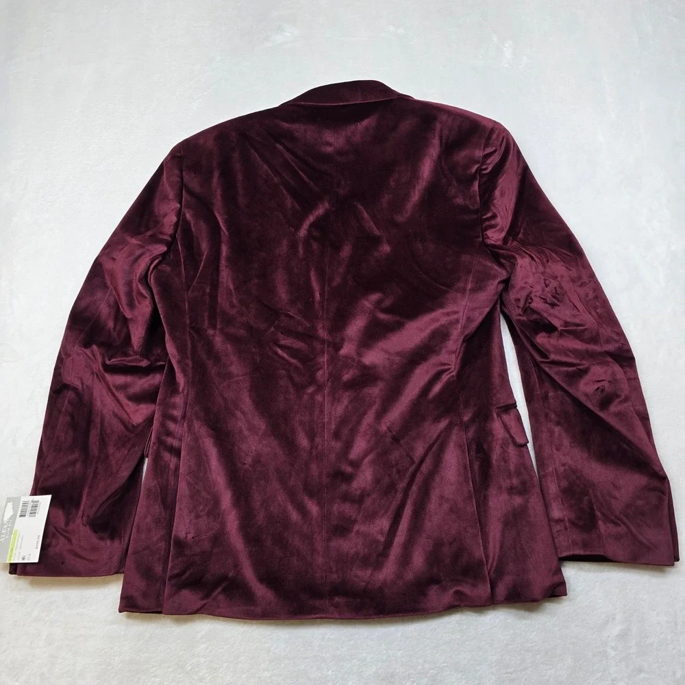 Alfani Slim Fit Velvet Blazer Mens‎ 38S 38 Burgundy Red Sport Coat $295 NEW